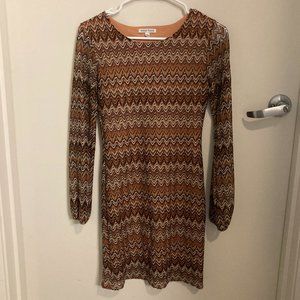 Velvet Torch Chevron Print, Mini Bodycon Dress (XS)